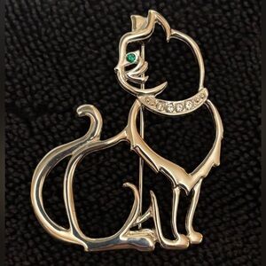 Vintage JJ Jonette Jewelry Cat Brooch